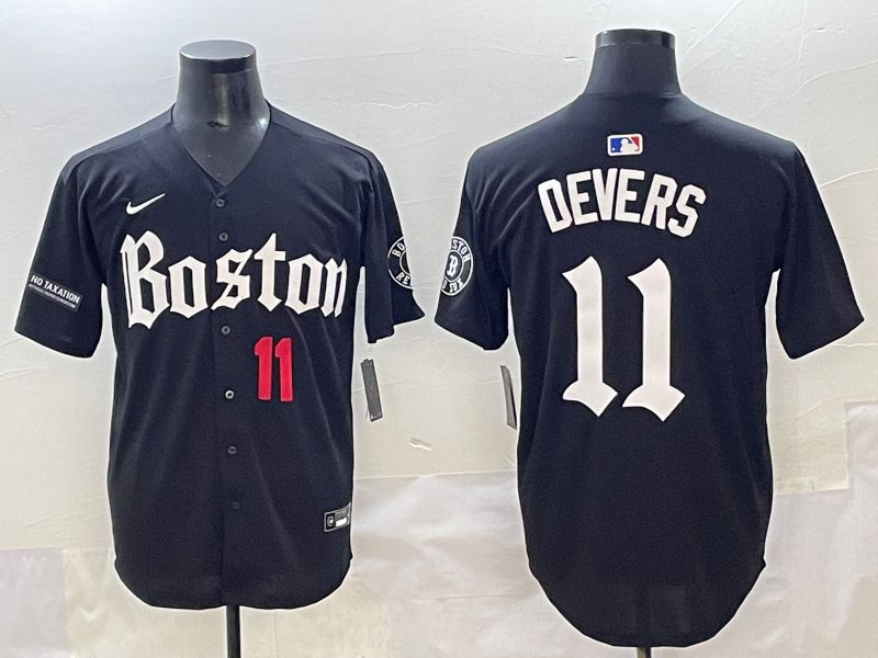 Men 2025 Boston Red Sox #11 Devers Black Five generations Joint Name Nike MLB Jersey style 11